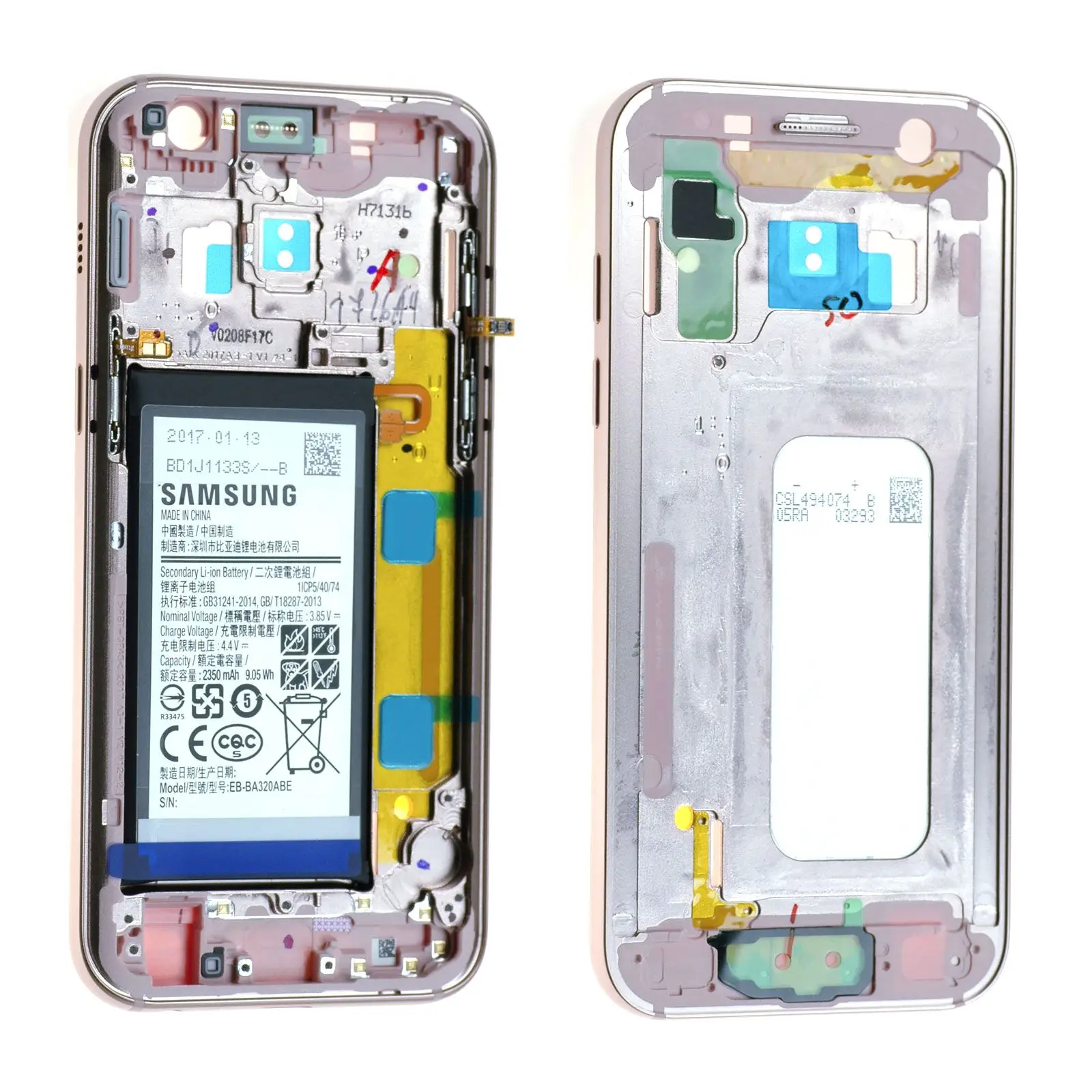 Châssis / Batterie Samsung Galaxy A3 2017 (A320F) Rose
