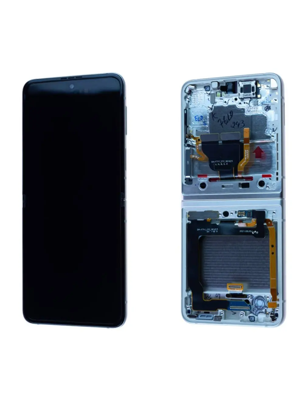 Écran Samsung Galaxy Z Flip3 5G (F711B) Argent + Châssis Origine