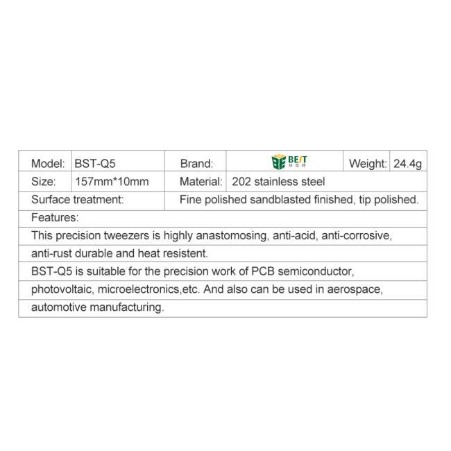Pince Brucelle 0.01 mm Best BST-Q5 Acier Inoxydable 7