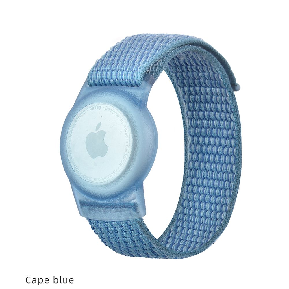 Bracelet AirTag pour enfant en nylon tissé bleu