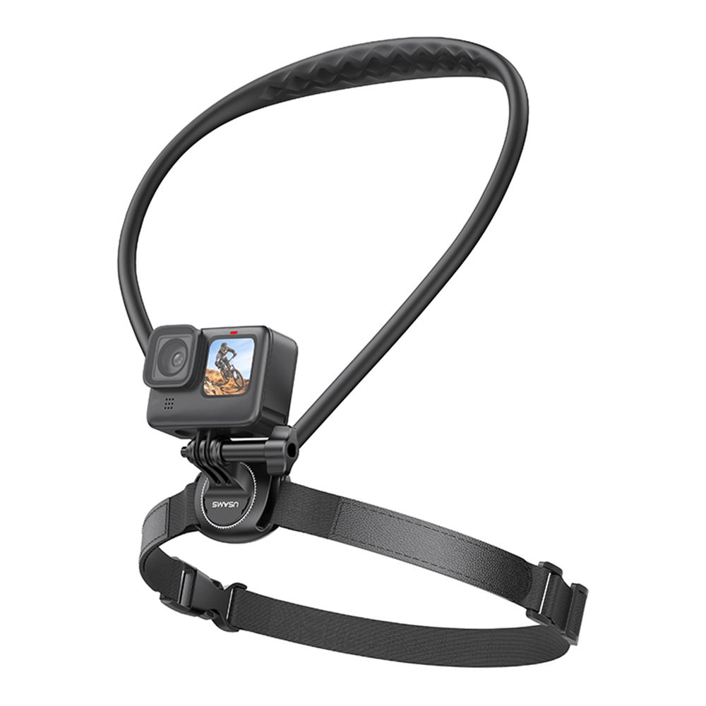 Support Caméra Tour de Cou Flexible et Mains Libres pour Action Cam Usams JOY01 Noir