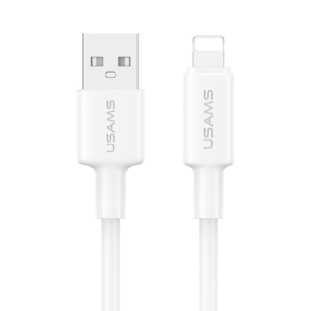 Câble USB pour iPhone (5 à 14 Pro Max) - Charge Rapide 12W 2.4A Usams SJ762 U90 (1m) Blanc