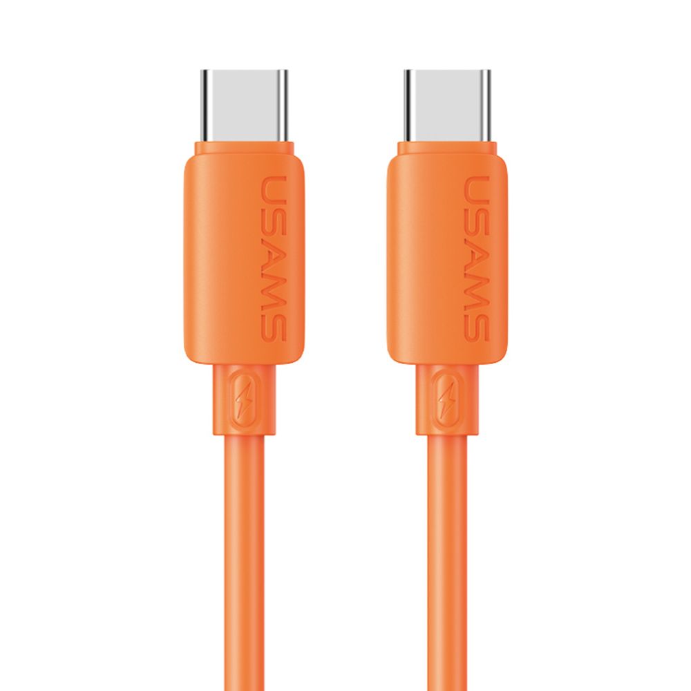Câble USB-C vers USB-C 60W 3A PD Charge rapide (1m) Silicone Usams SJ787 U98 Orange