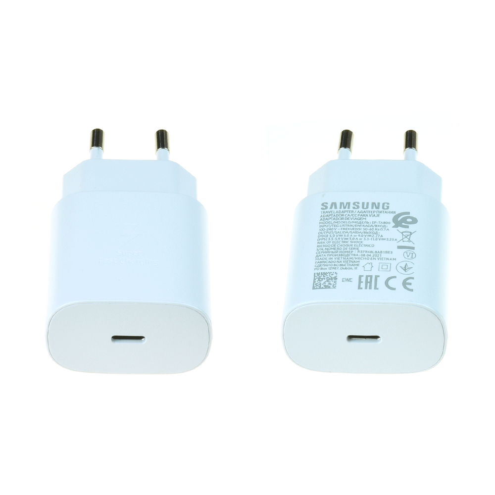 Chargeur Samsung Type-C Ultra rapide EP-TA800 25W Blanc Origine