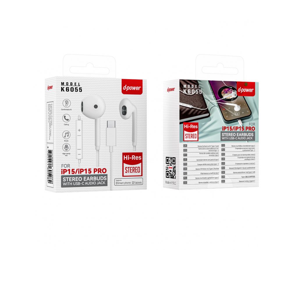 D-Power K6055 Écouteur type-C pour iPhone 15/16/17