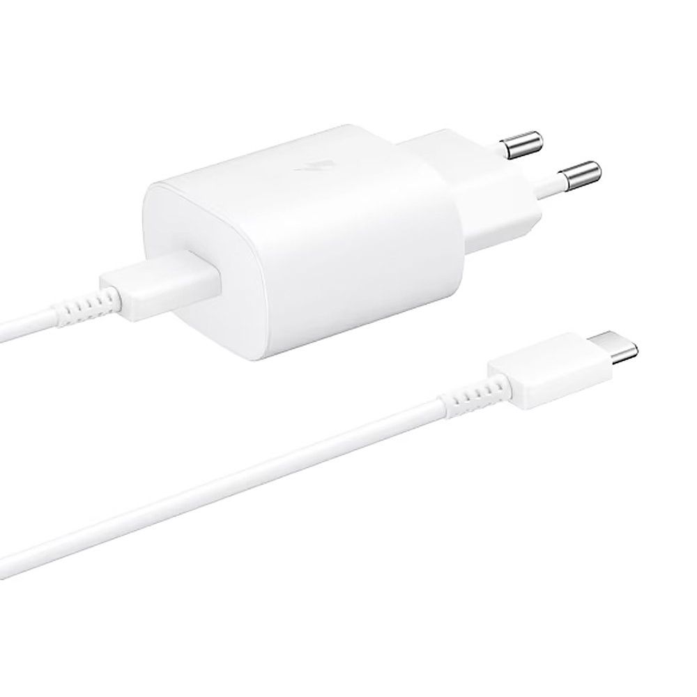 Kit chargeur Samsung Galaxy USB Type-C (25W) + Câble USB-C vers USB-C (3A/1m) EP-TA800W / DA705BWE Blanc Origine