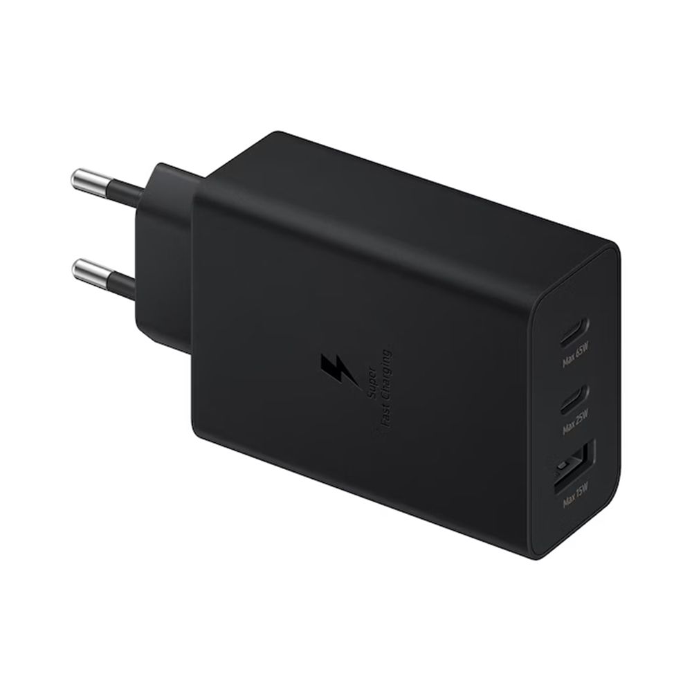 Chargeur Samsung Galaxy Ultra Rapide Trio USB-C x1 (65W) USB-C x2 (25W) USB-A (15W) EP-T6530NBEGEU Noir Origine