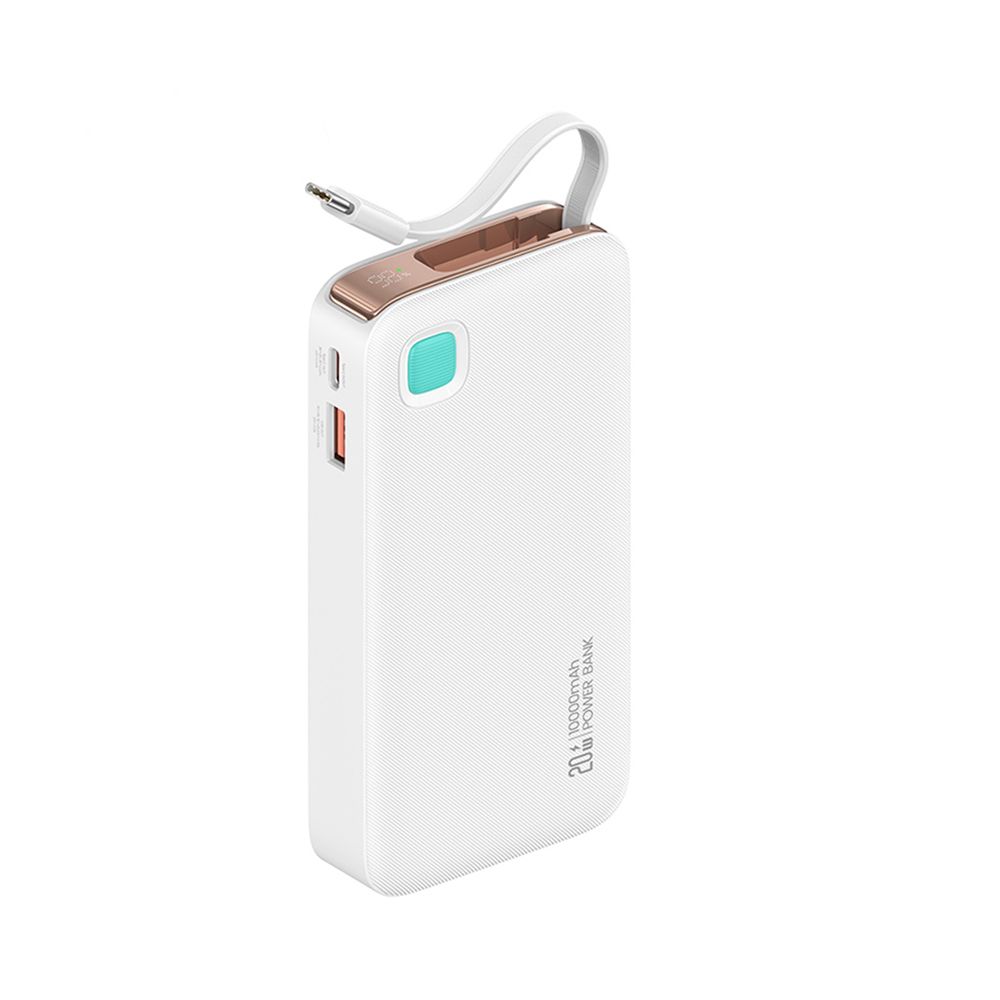 Power Bank Batterie Externe (10000 mAh) charge rapide 20W PD avec câble rétractable USB-C Usams XY Series CD224 Blanc