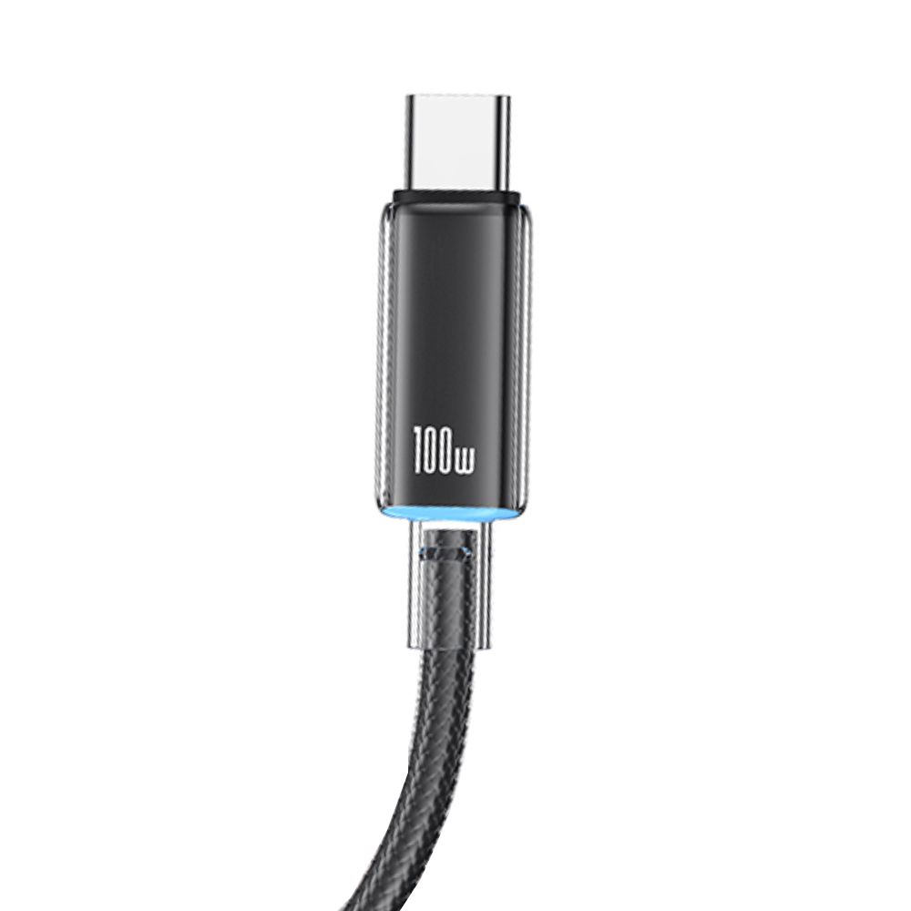 Câble tressé USB Type-C vers USB Type-C 100W Charge rapide (1,2 m) avec LED Usams US-SJ660 Noir