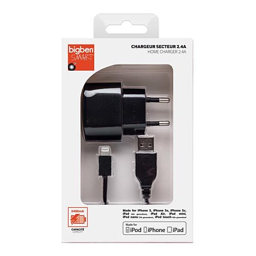 chargeur + câble lightning MFI Bigben 12W