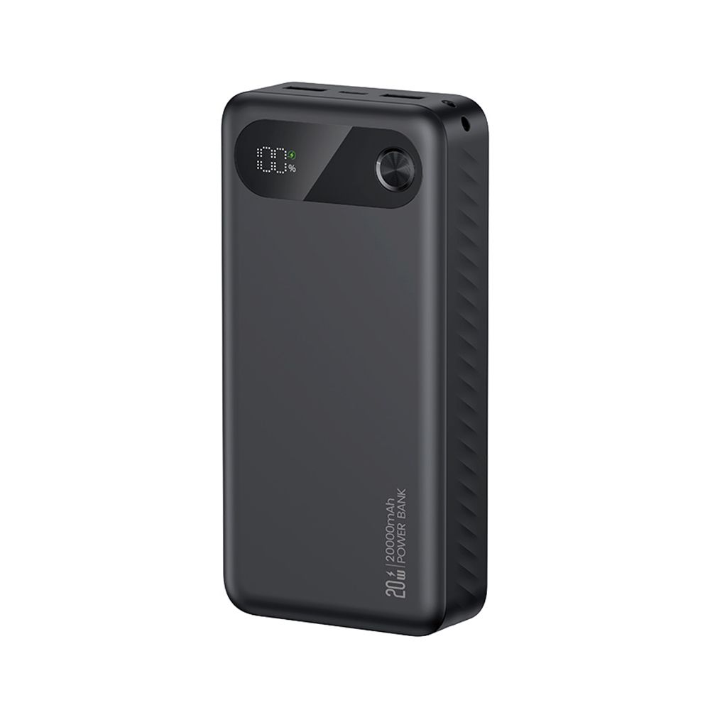 Batterie Externe (20000 mAh) trois ports USB (2 USB-A + 1 USB-C) charge rapide 20W avec Affichage Digital Power Bank Usams CD251 / PB80 Noir