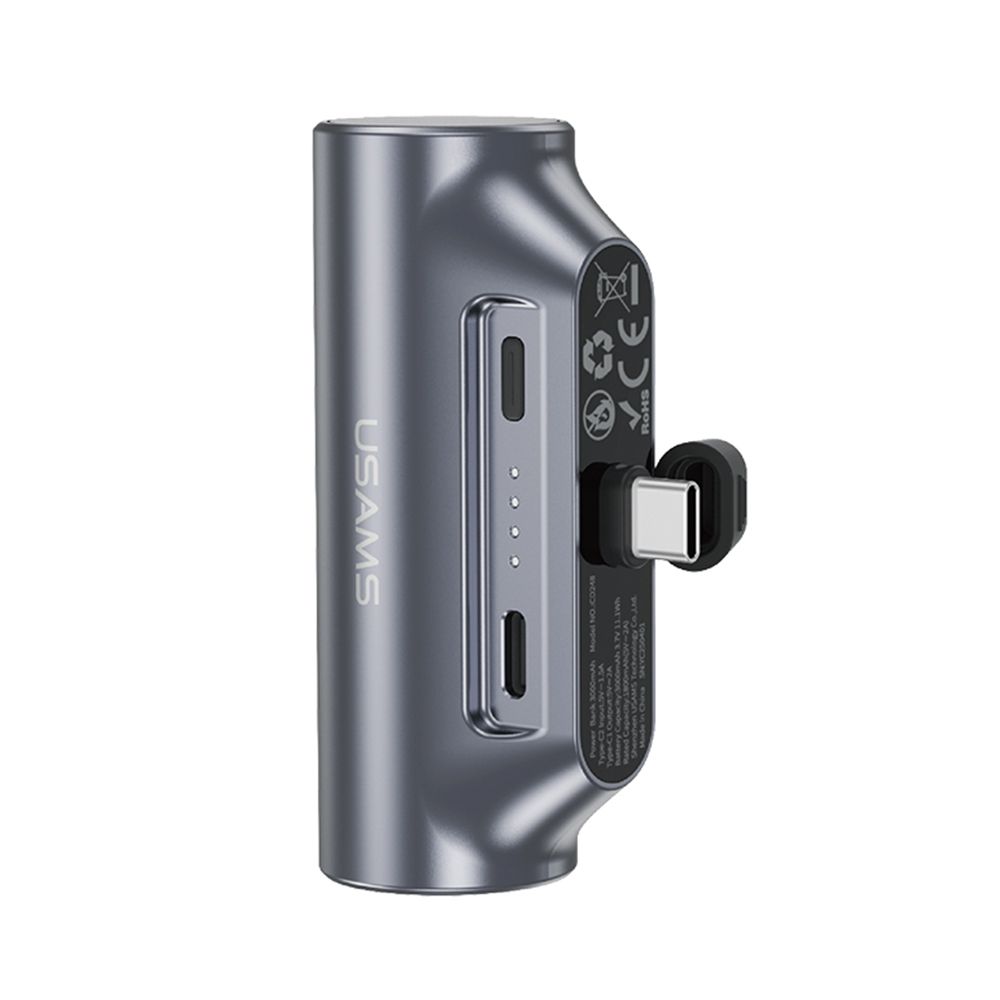 Mini Power Bank Batterie Externe (3000 mAh) avec prise Type-C intégrée et Indicateur LED PB79 Usams CD248 Noir