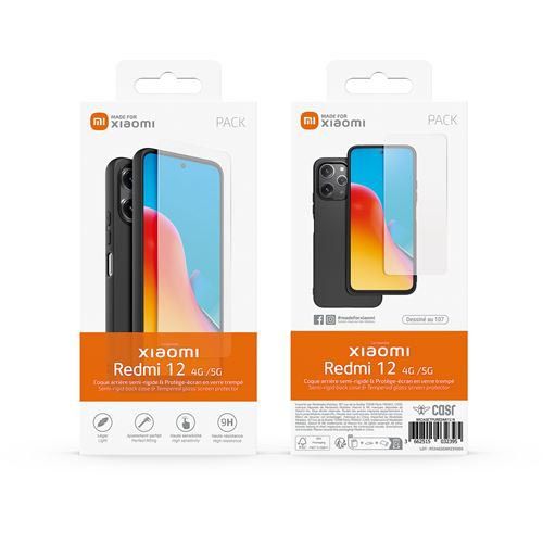 Coque Noir + verre trempée Xiaomi Redmi 12 4G / 5G  PACK CASR