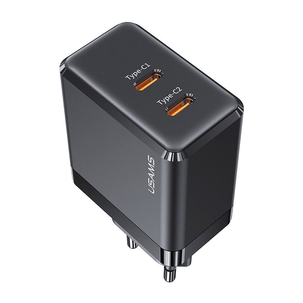 Chargeur Rapide deux ports GaN USB-C 40W Usams US-CC172 T54 Noir