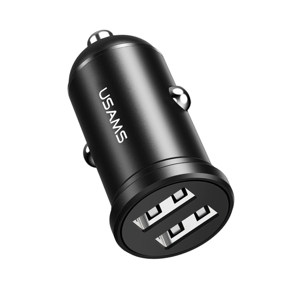Mini Chargeur rapide Allume-Cigare Voiture double USB (2.4A) Usams US-CC114 C20 Noir