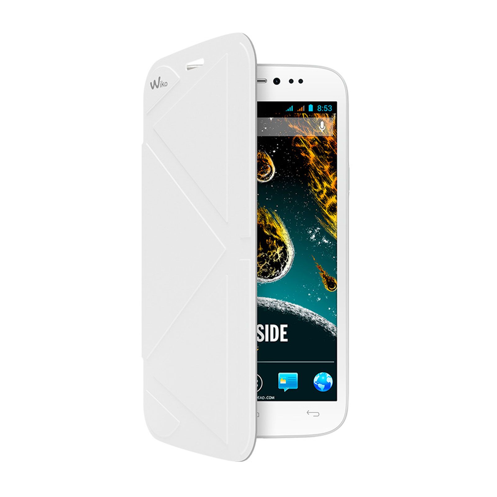 Coque à rabat Wiko Darkside Blanc Origine
