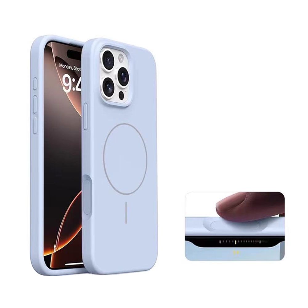 Coque en silicone SMOOTH pour iPhone 17 Compatible MagSafe Bleu Ciel