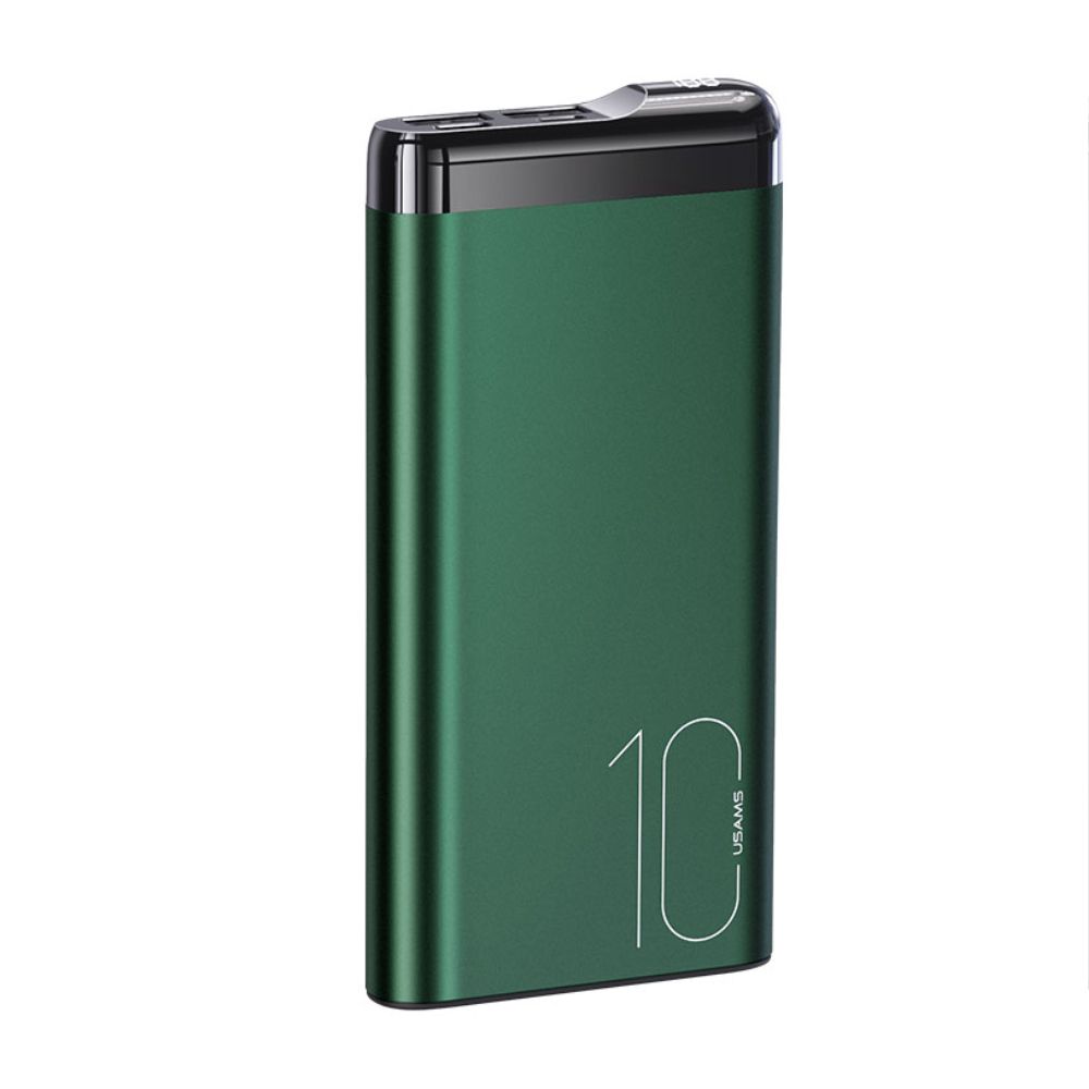 Batterie Externe (10000 mAh) avec afficheur numérique double port USB Power Bank Usams US-CD148 Vert Foncé