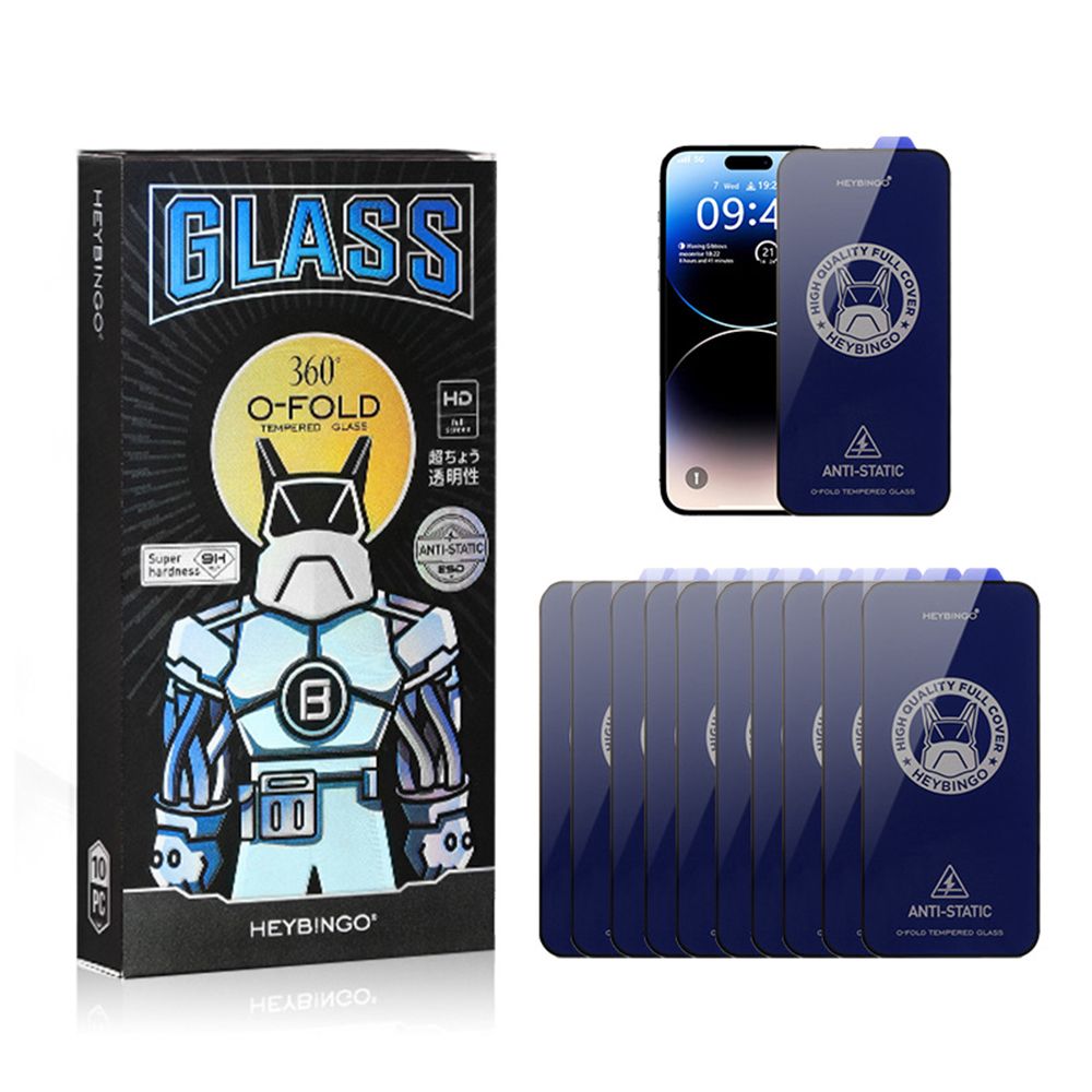 Verre trempé Confidentiel 13 / 13 Pro / 14 / 16e / 17e (Lot x10) Heybingo Antistatique O-FOLD Privacy