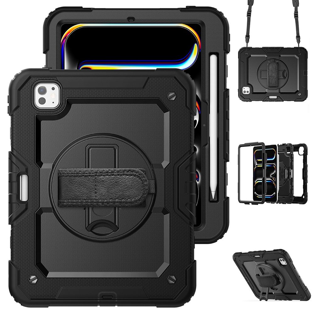 Coque Protection ANTICHOC iPad Pro 11" (2024) avec Bretelles Adjustable / Détachables Noir