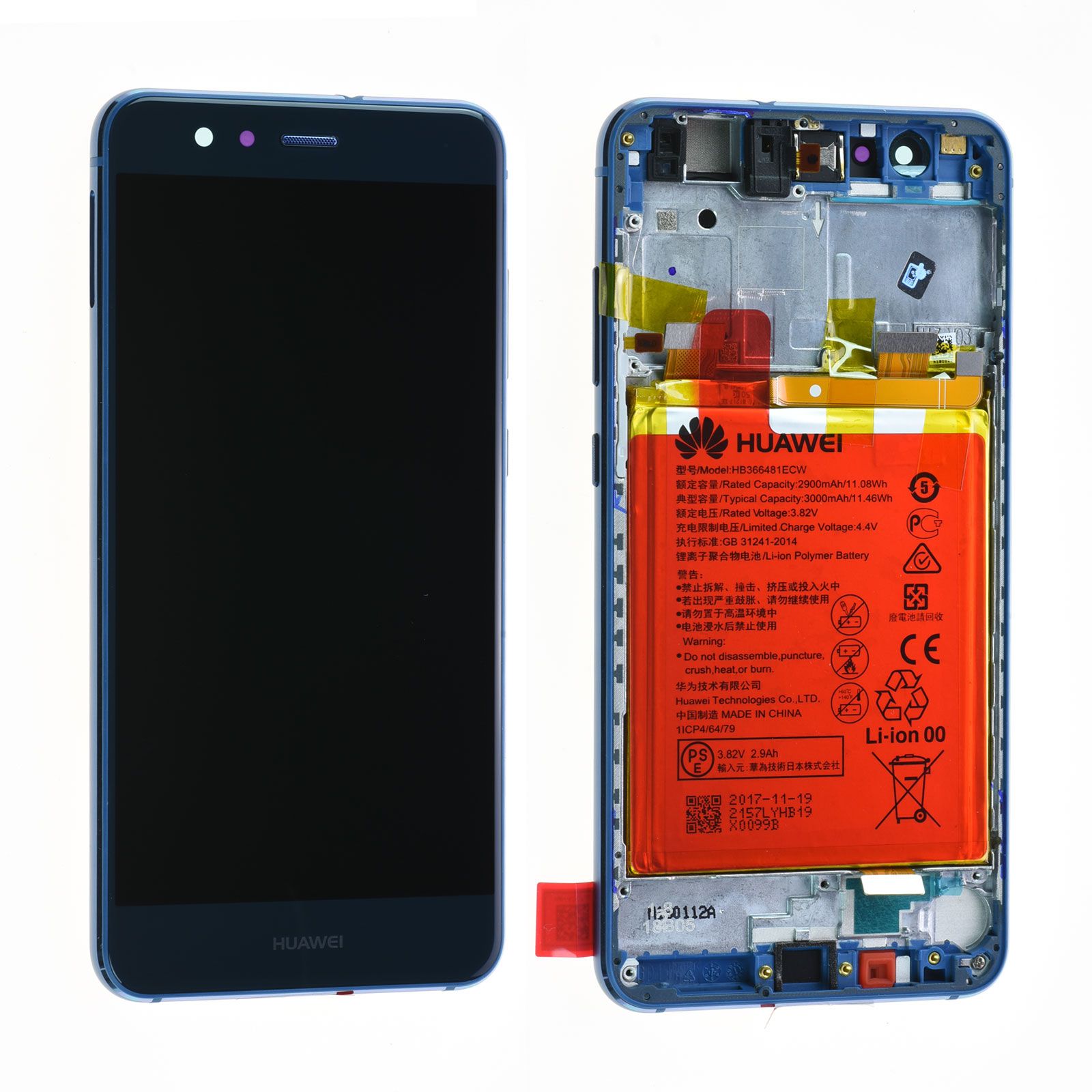 Écran Huawei P10 Lite Bleu + Châssis / Batterie Origine