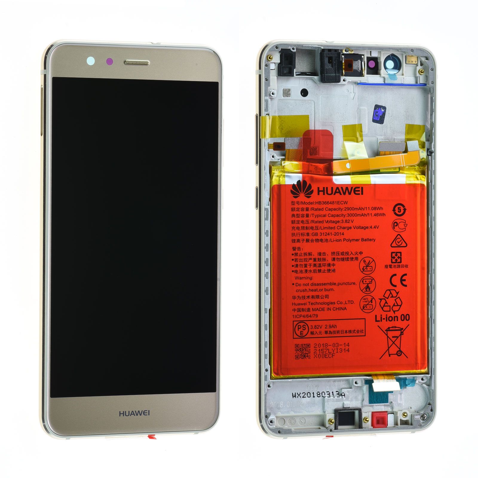 Écran Huawei P10 Lite Or + Châssis / Batterie Origine