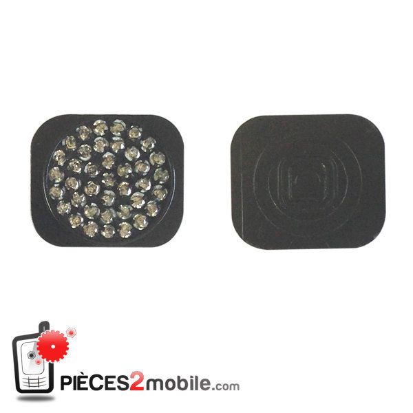 iPhone 5 Bouton Home orné de diamant Noir
