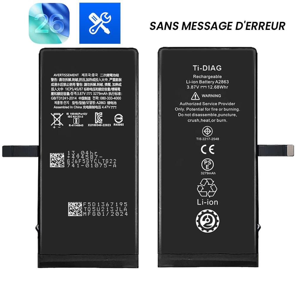 Batterie iPhone 14 (Sans message d'erreur) Original Ti-DIAG