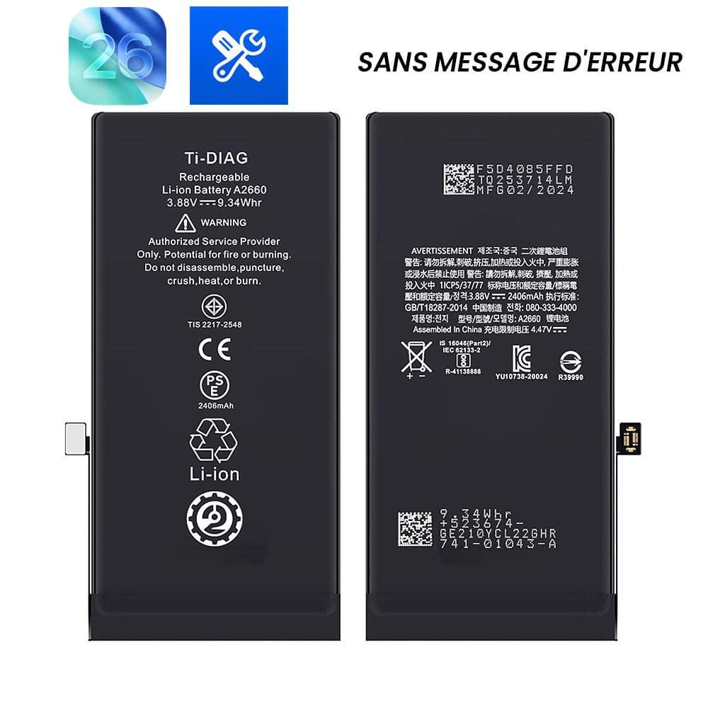 Batterie iPhone 13 Mini (Sans message d'erreur) Original Ti-DIAG