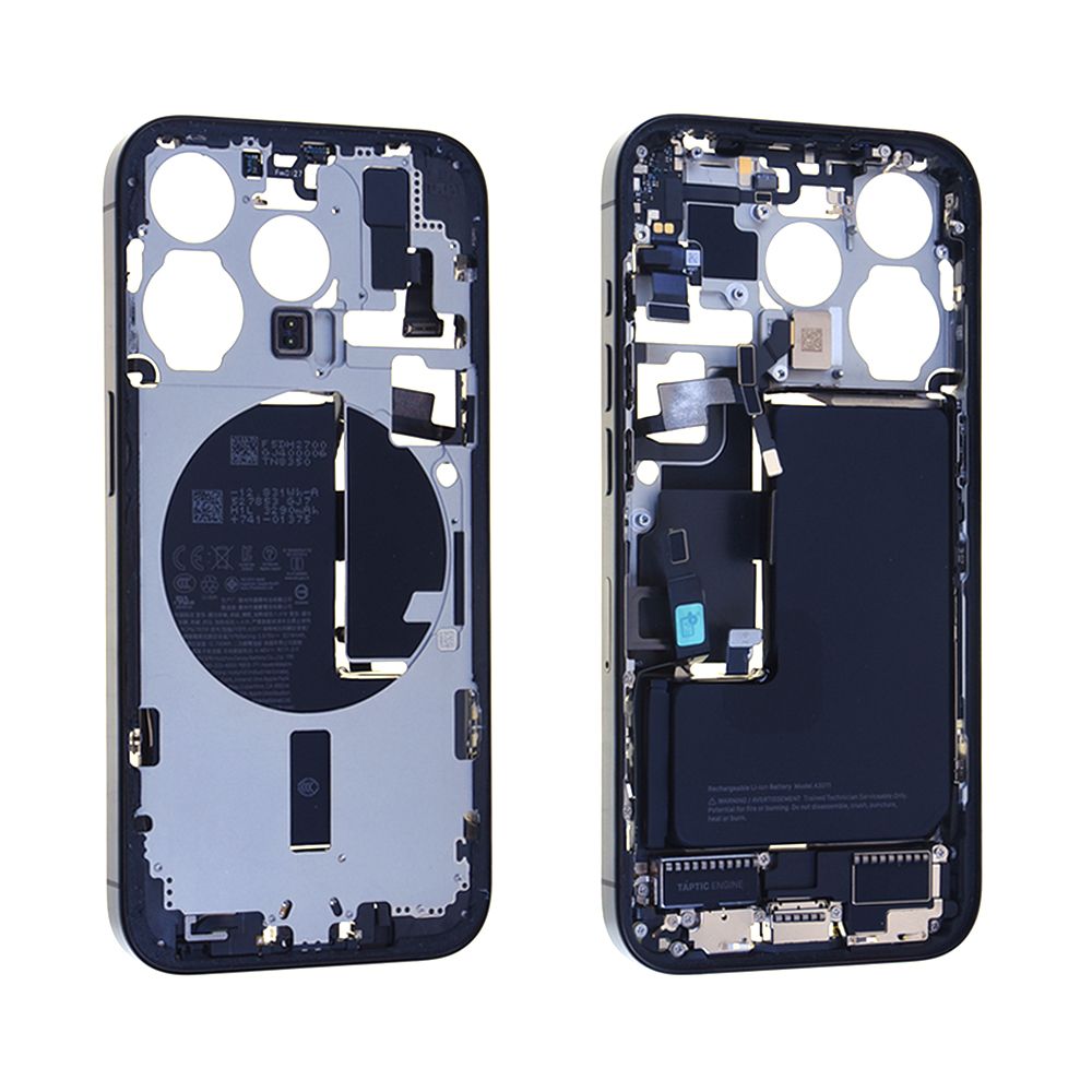 Châssis + Batterie + Nappe Charge iPhone 15 Pro Titane Noir Origine démonter