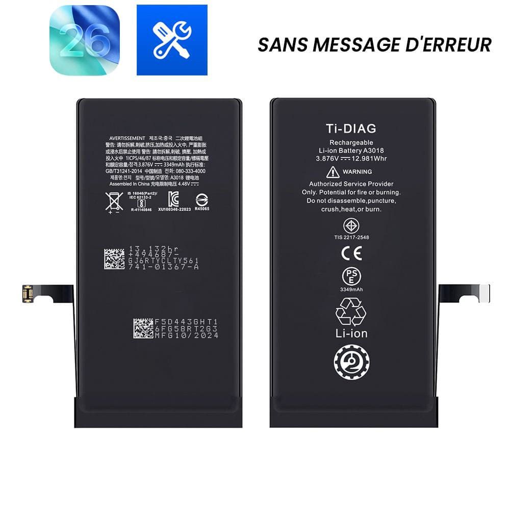 Batterie iPhone 15 (Sans message d'erreur) Original Ti-DIAG