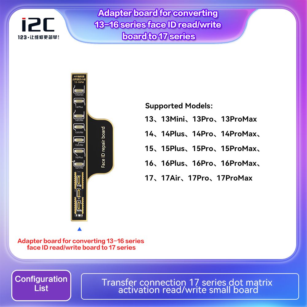 Plaquette de réparation A8S / I6S Face ID sans soudure I2C iPhone 13 - 17 Pro Max