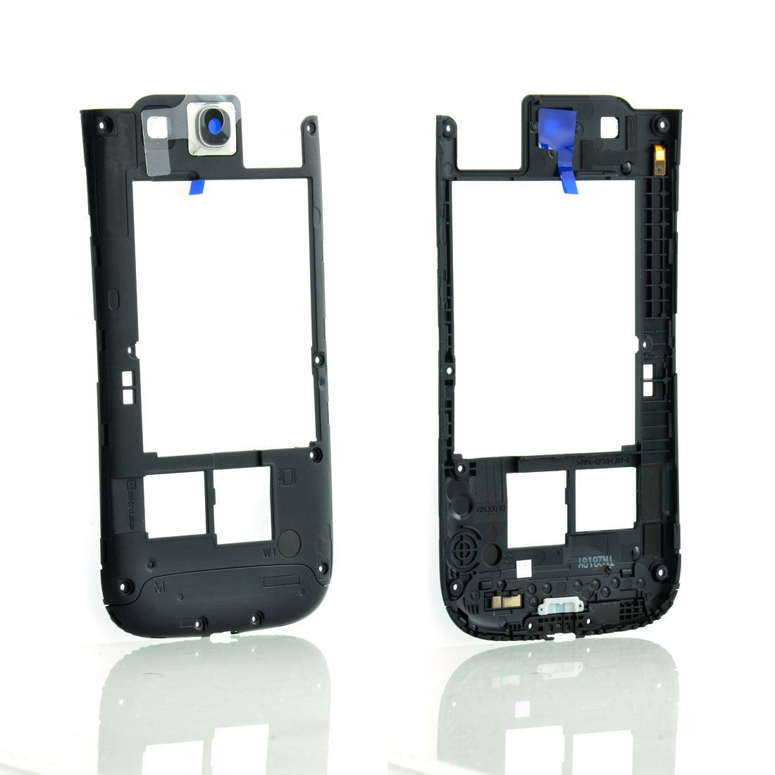 Chassis central avec cache caméra et flash Samsung Galaxy S3 i9300 noir