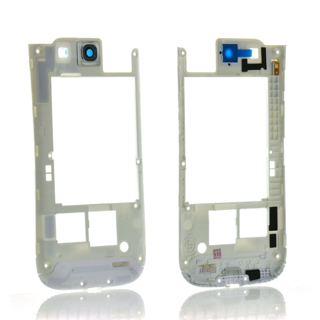 Chassis central avec cache caméra et flash Samsung Galaxy S3 i9300 blanc