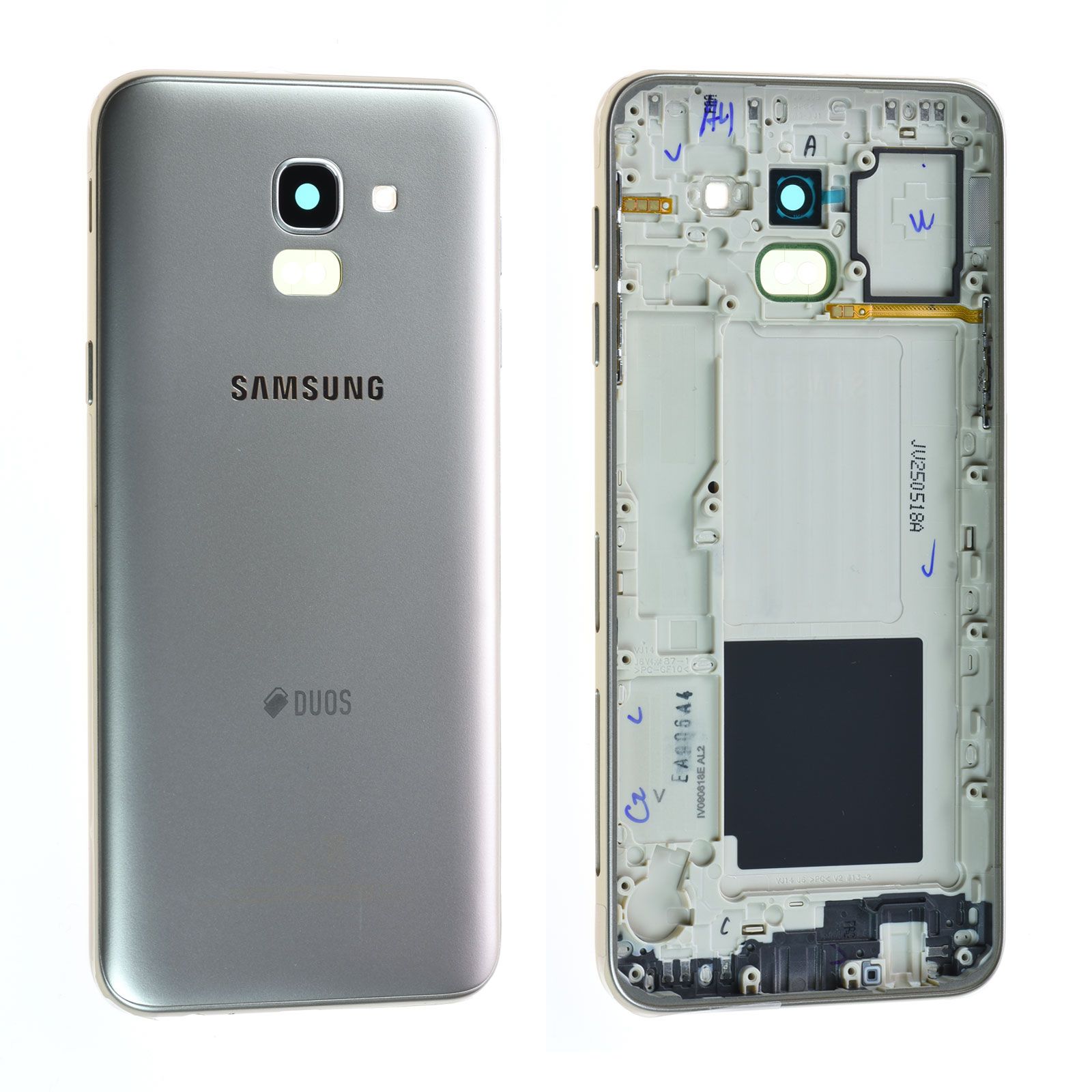 Coque arrière (Duos) / Châssis Samsung Galaxy J6 2018 (J600F) Or Origine