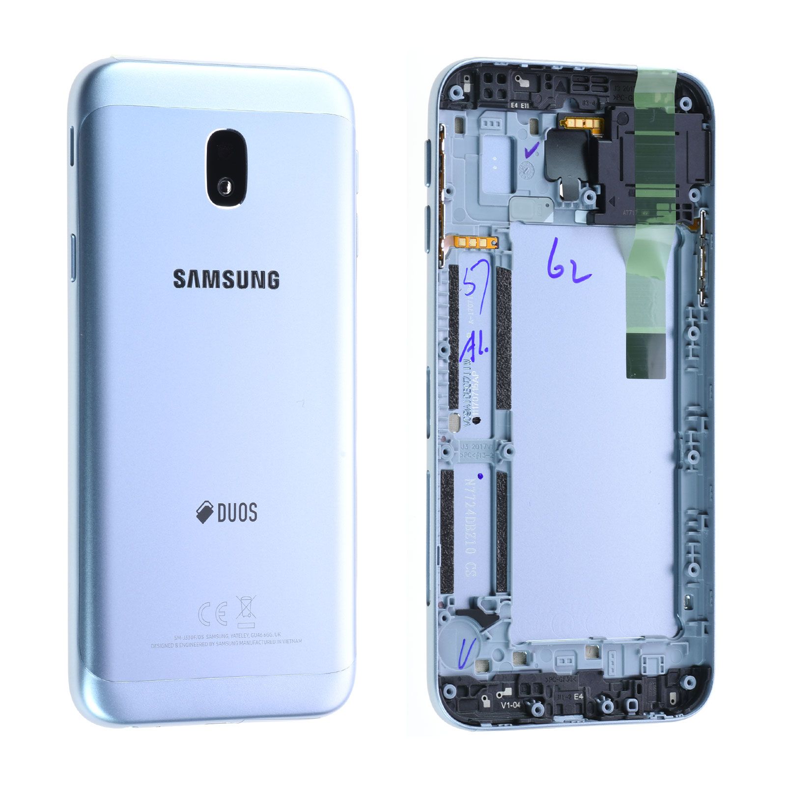 Coque arrière (Duos) Samsung Galaxy J3 2017 (J330F) Bleu