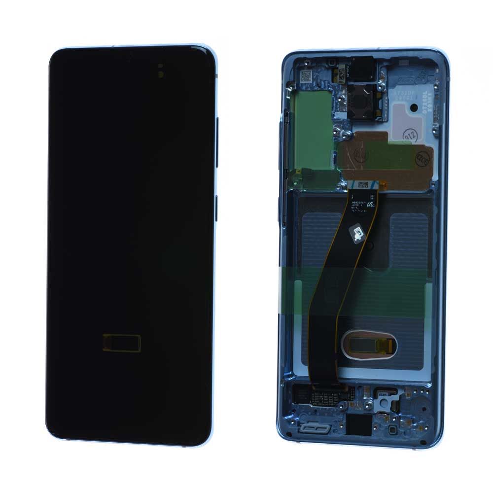 Écran Samsung Galaxy S20 4G (G980F) / S20 5G (G981B) Bleu + Châssis Origine Assemblé
