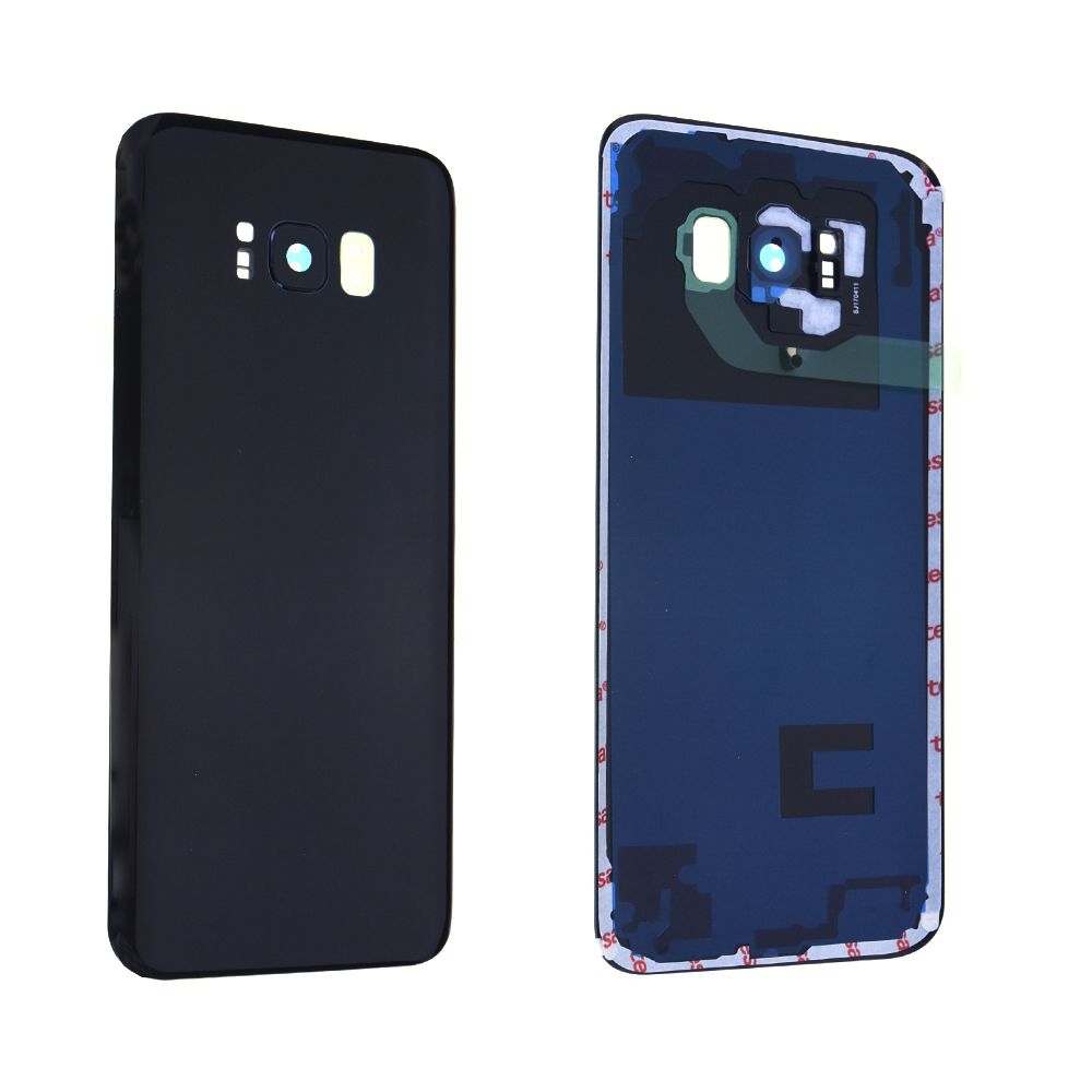 Vitre arrière avec vitre cache caméra sans logo Samsung Galaxy S8+ (G955F) Noir Midnight