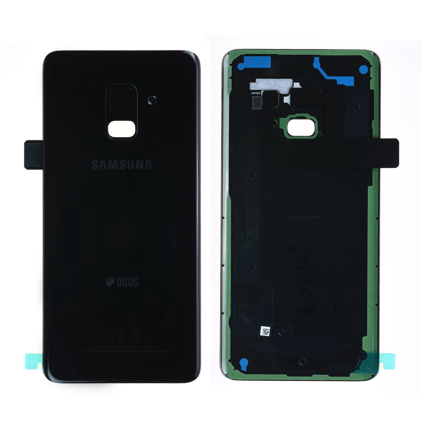 Vitre arrière (Duos) Samsung Galaxy A8 2018 (A530F) Noir Carbone Origine