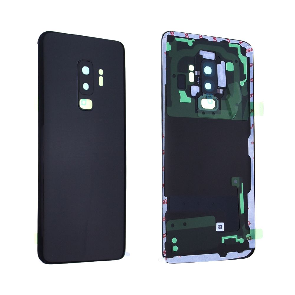 Vitre arrière avec vitre cache caméra sans logo Samsung Galaxy S9+ (G965F) Noir Midnight